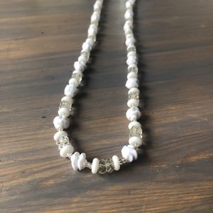 Miriam Haskell Vintage White Plastic & Clear Glass